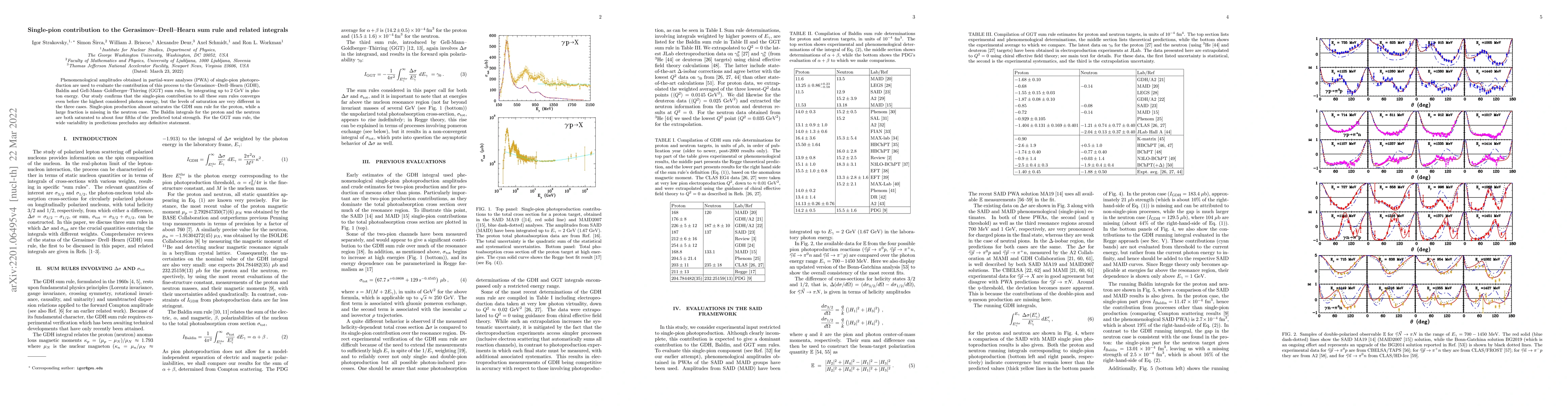 Thumbnail for Single-pion contribution to the Gerasimov--Drell--Hearn sum rule and
  related integrals