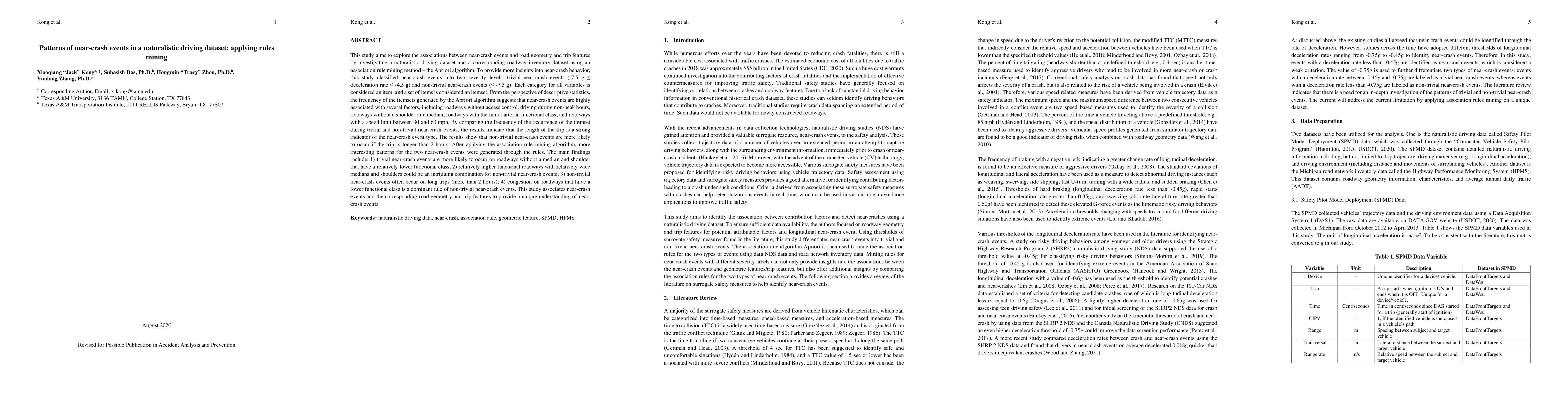Thumbnail for Patterns of near-crash events in a naturalistic driving dataset:
  applying rules mining
