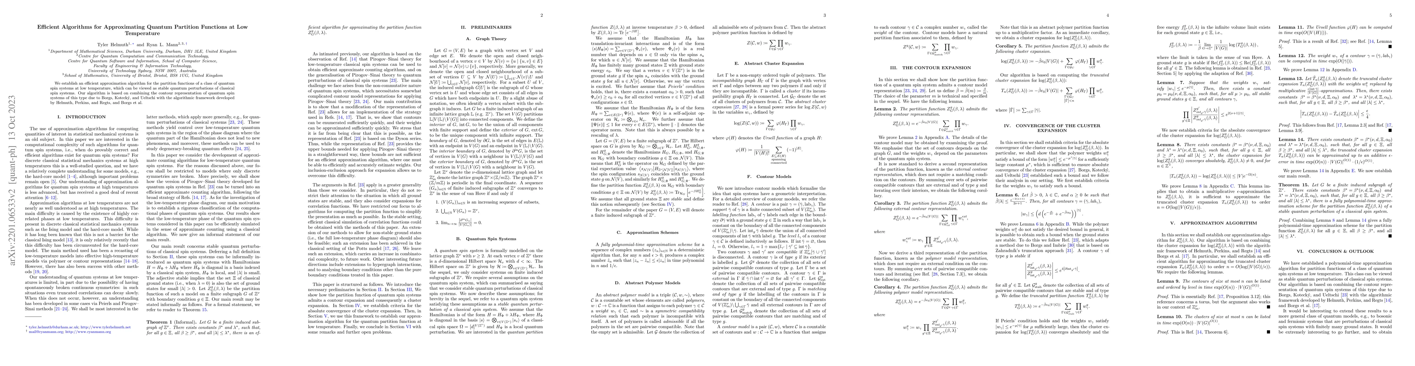Thumbnail for Efficient Algorithms for Approximating Quantum Partition Functions at
  Low Temperature