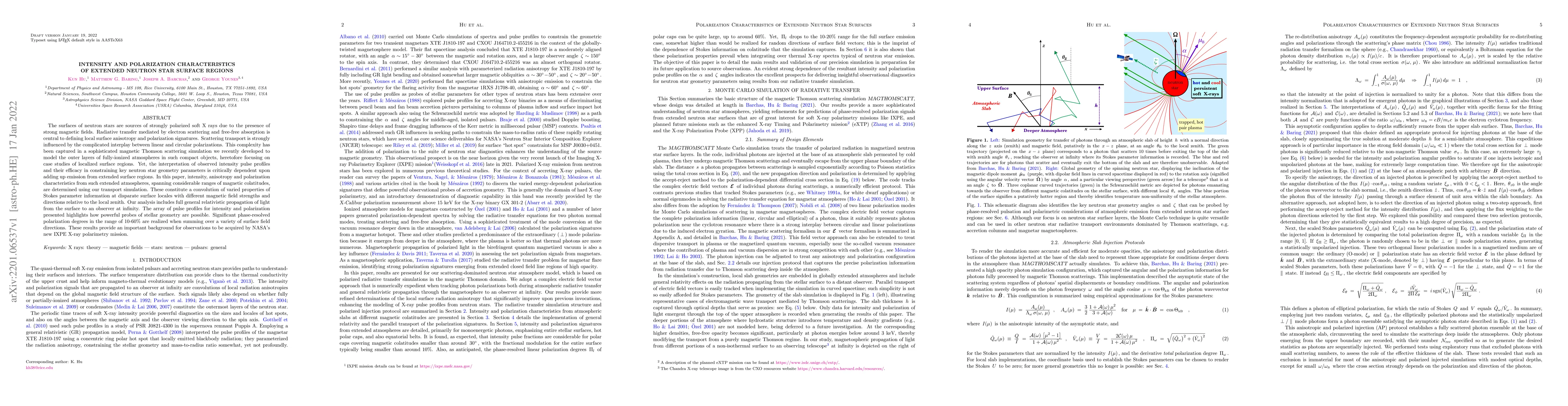 Thumbnail for Intensity and Polarization Characteristics of Extended Neutron Star
  Surface Regions