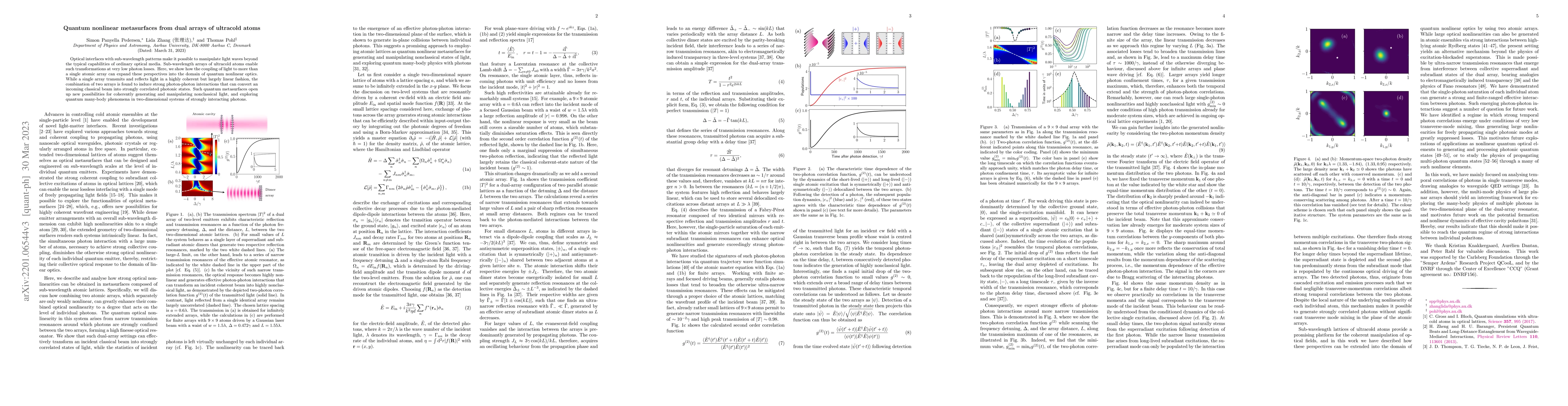 Thumbnail for Quantum nonlinear metasurfaces from dual arrays of ultracold atoms