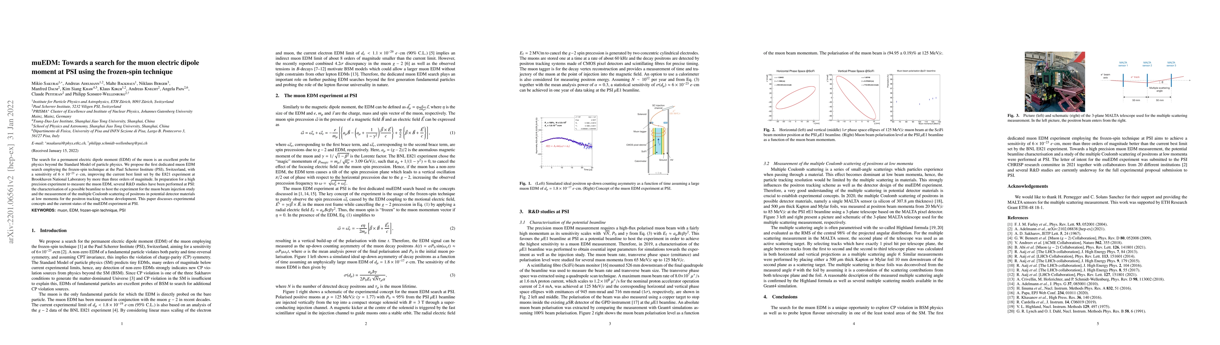 Thumbnail for muEDM: Towards a search for the muon electric dipole moment at PSI using
  the frozen-spin technique