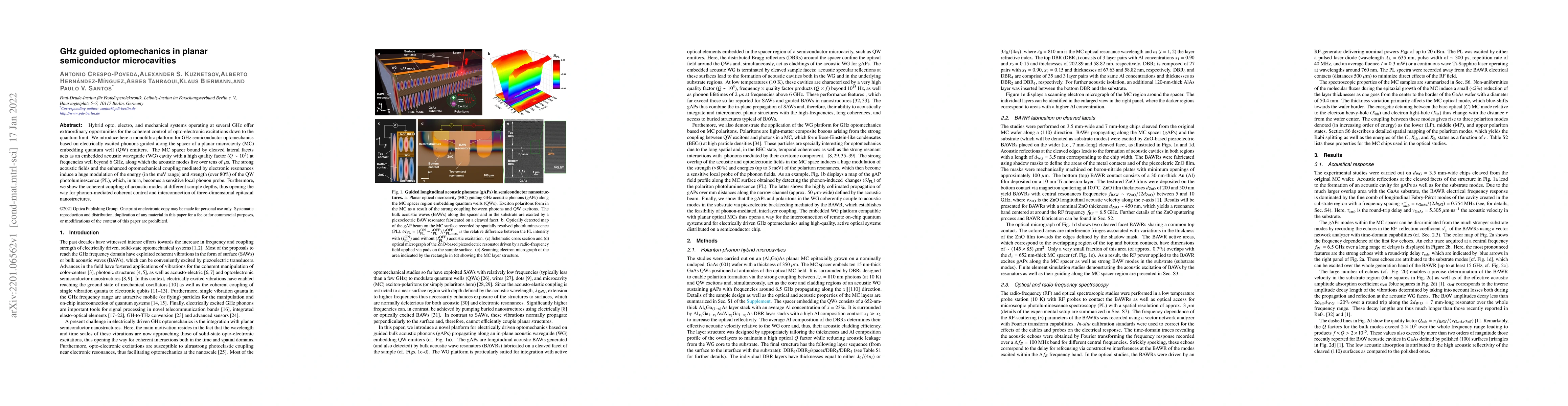 Thumbnail for GHz guided optomechanics in planar semiconductor microcavities