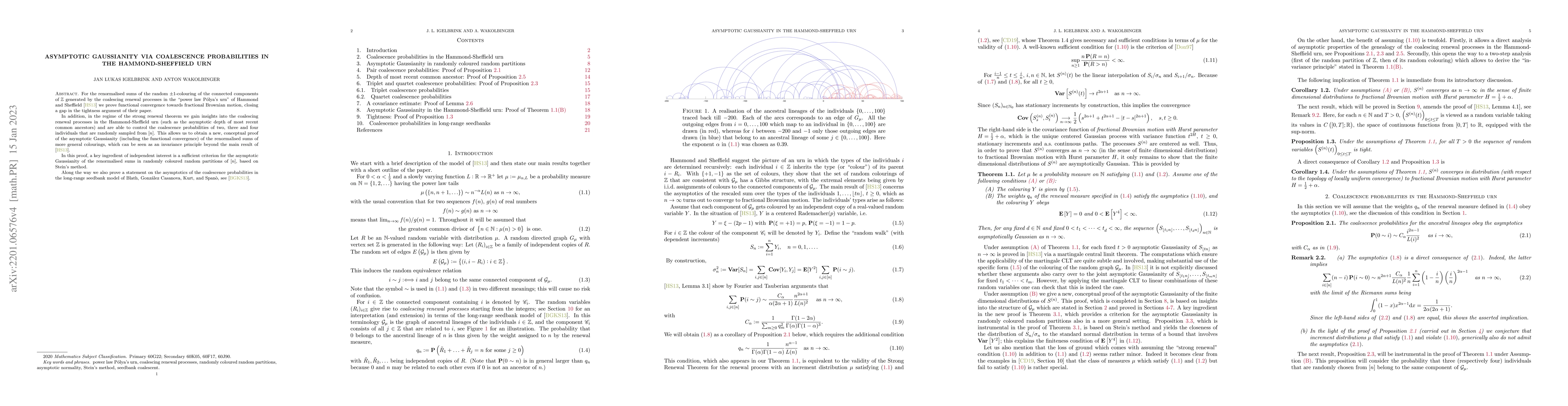 Thumbnail for Asymptotic Gaussianity via coalescence probabilities in the
  Hammond-Sheffield urn