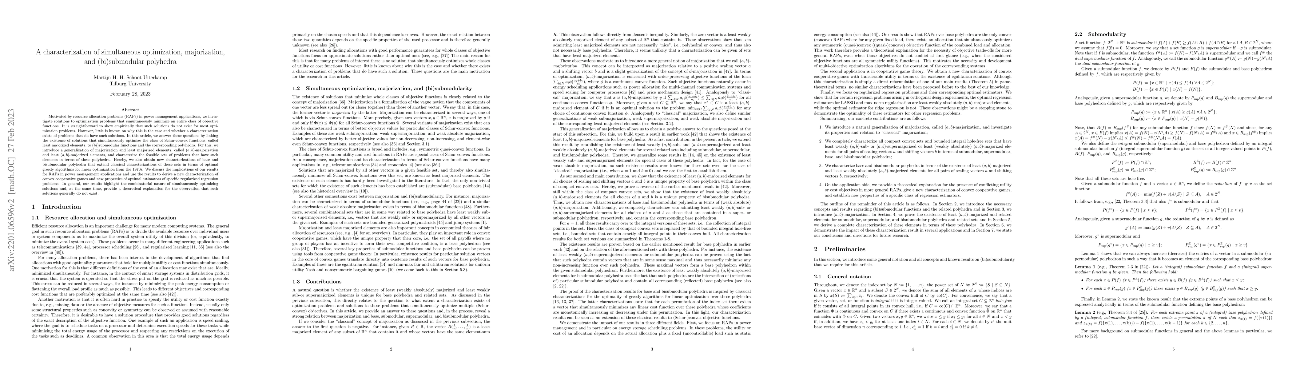 Thumbnail for A characterization of simultaneous optimization, majorization, and
  (bi)submodular polyhedra
