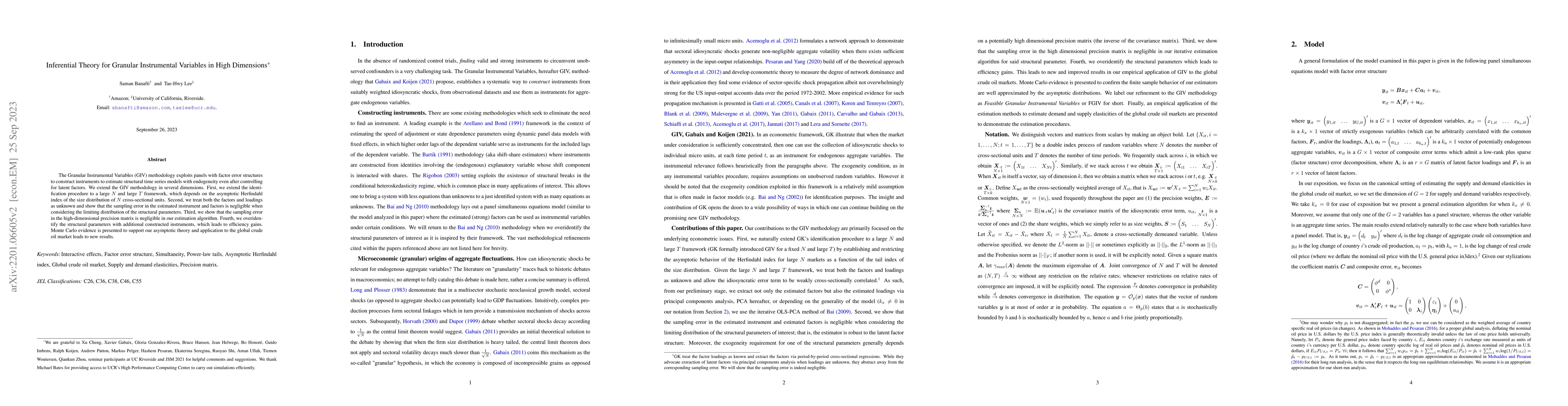 Thumbnail for Inferential Theory for Granular Instrumental Variables in High
  Dimensions