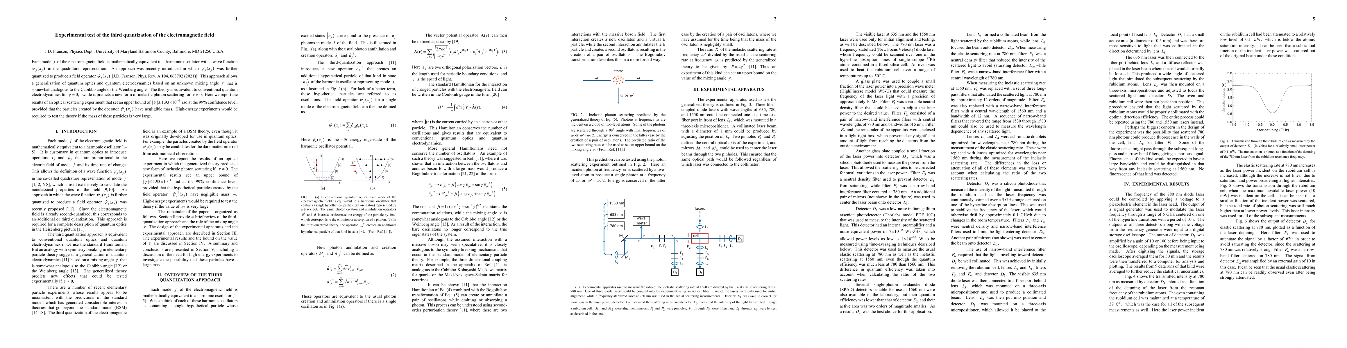 Thumbnail for Experimental test of the third quantization of the electromagnetic field