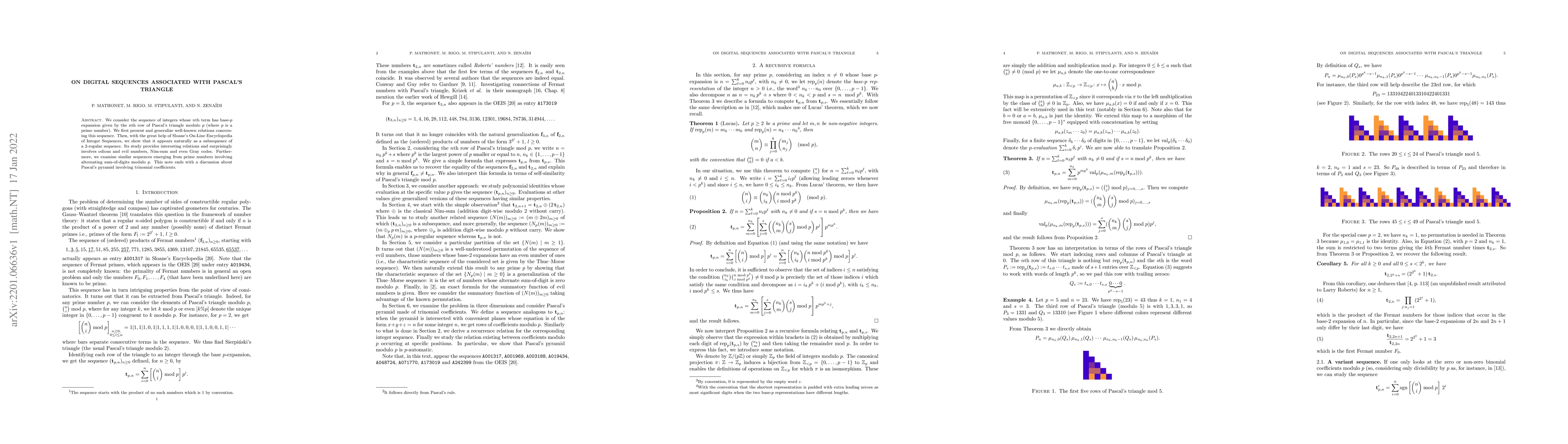 Thumbnail for On digital sequences associated with Pascal's triangle