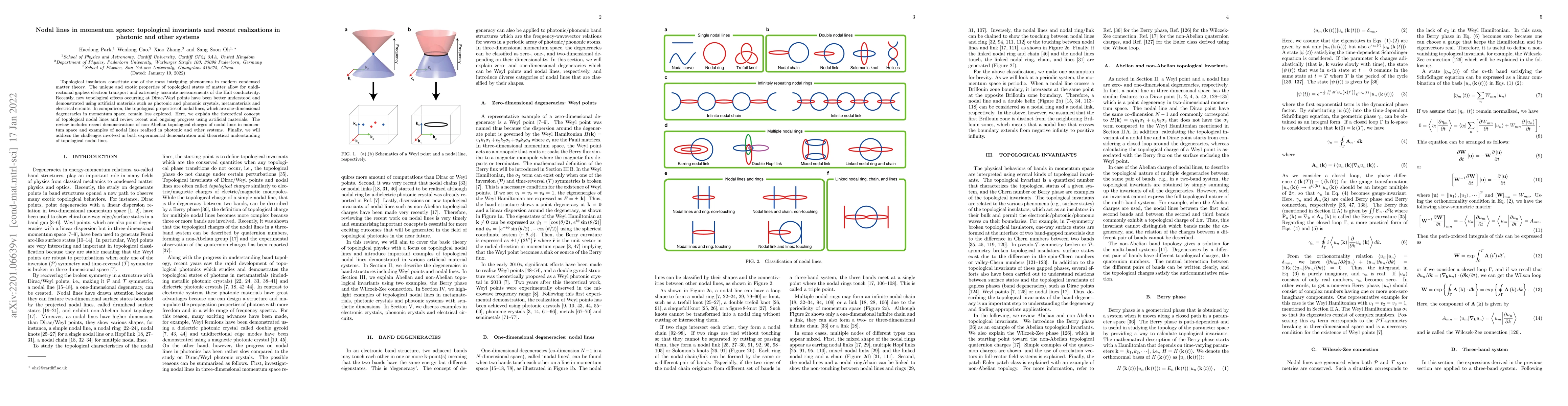 Thumbnail for Nodal lines in momentum space: topological invariants and recent
  realizations in photonic and other systems