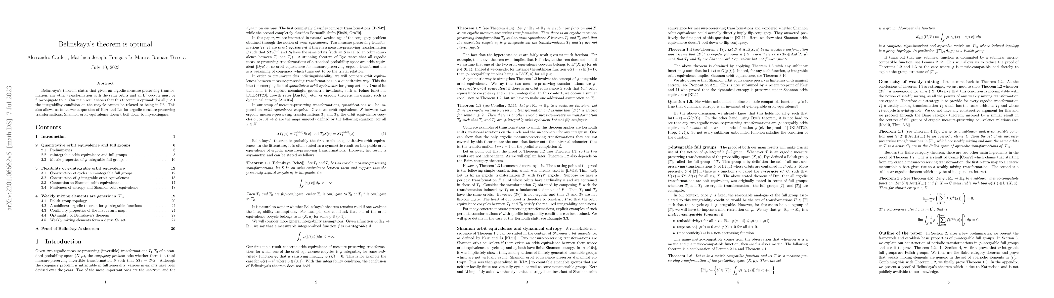 Thumbnail for Belinskaya's theorem is optimal