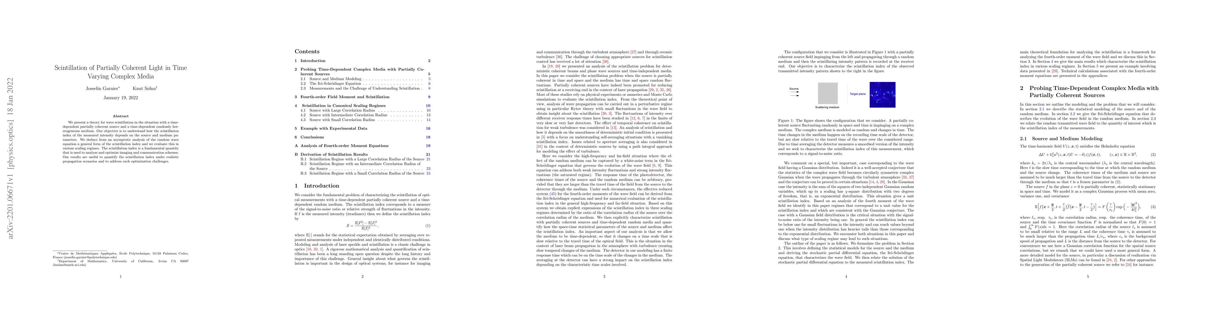 Thumbnail for Scintillation of Partially Coherent Light in Time Varying Complex Media