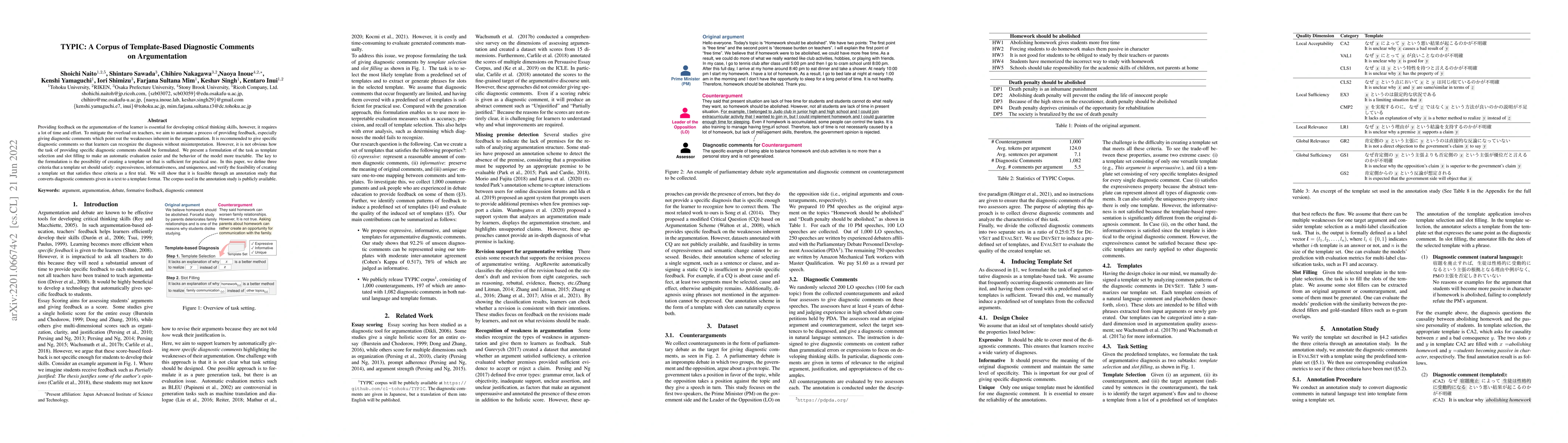 Thumbnail for TYPIC: A Corpus of Template-Based Diagnostic Comments on Argumentation