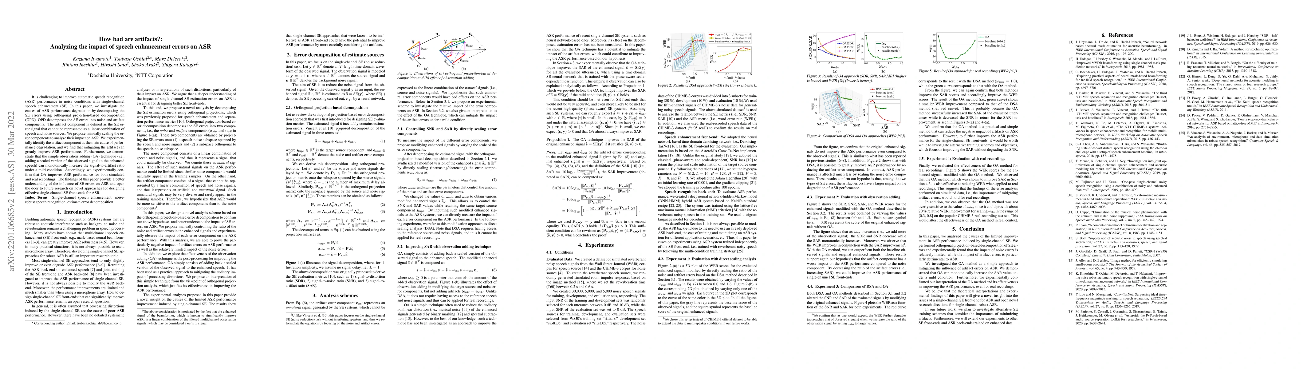 Thumbnail for How Bad Are Artifacts?: Analyzing the Impact of Speech Enhancement
  Errors on ASR