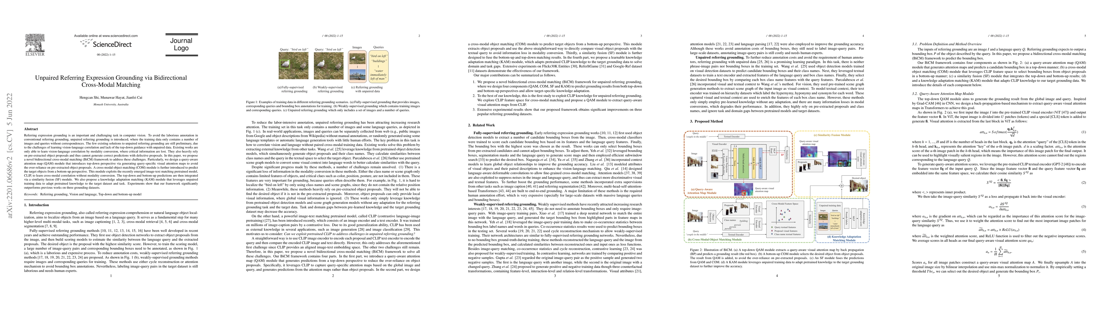 Thumbnail for Unpaired Referring Expression Grounding via Bidirectional Cross-Modal
  Matching