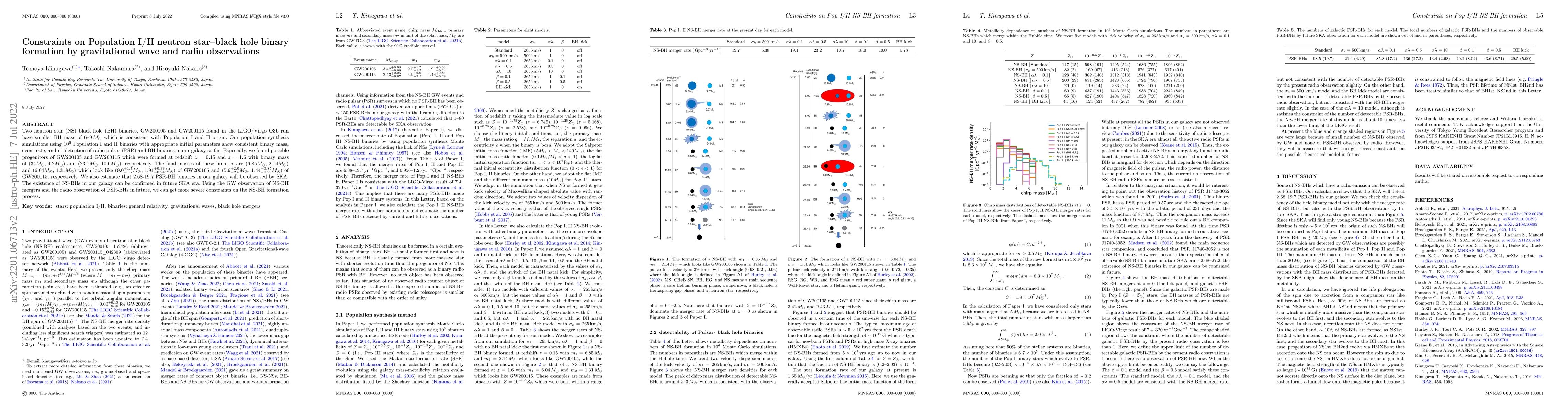 Thumbnail for Constraints on Population I/II neutron star-black hole binary formation
  by gravitational wave and radio observations