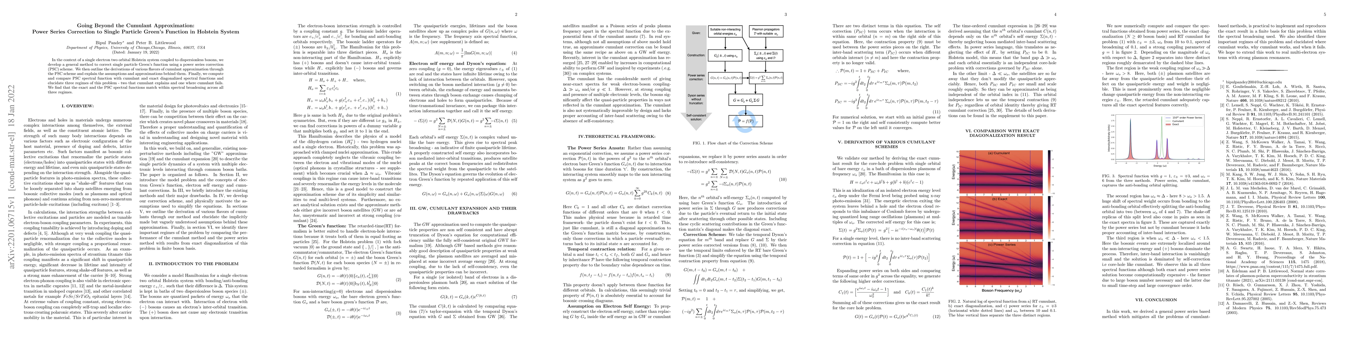 Thumbnail for Going Beyond the Cumulant Approximation: Power Series Correction to
  Single Particle Green's Function in Holstein System
