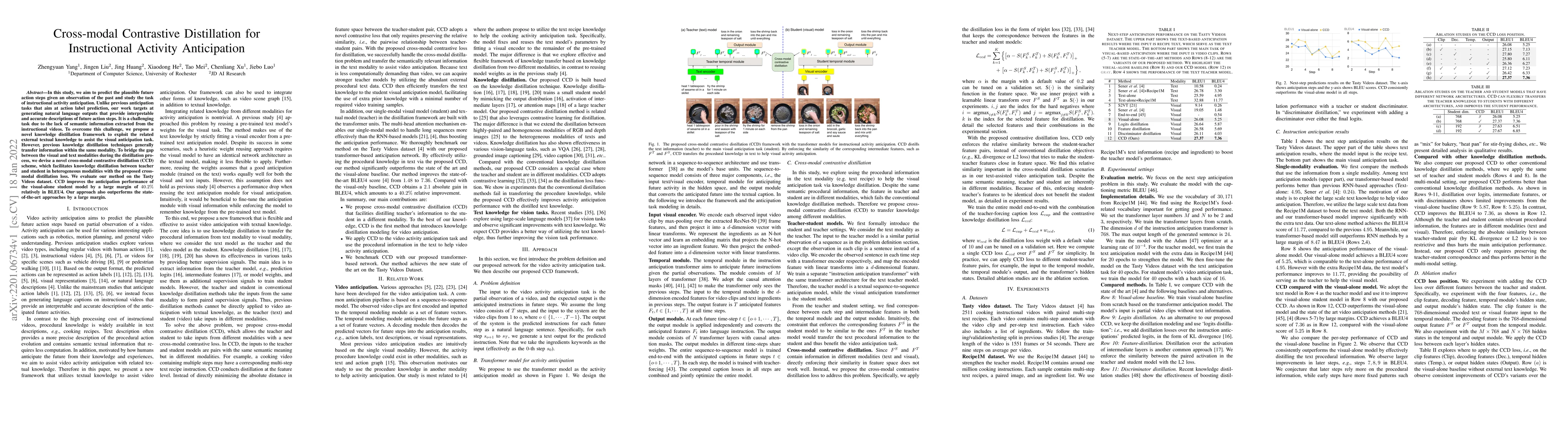 Thumbnail for Cross-modal Contrastive Distillation for Instructional Activity
  Anticipation