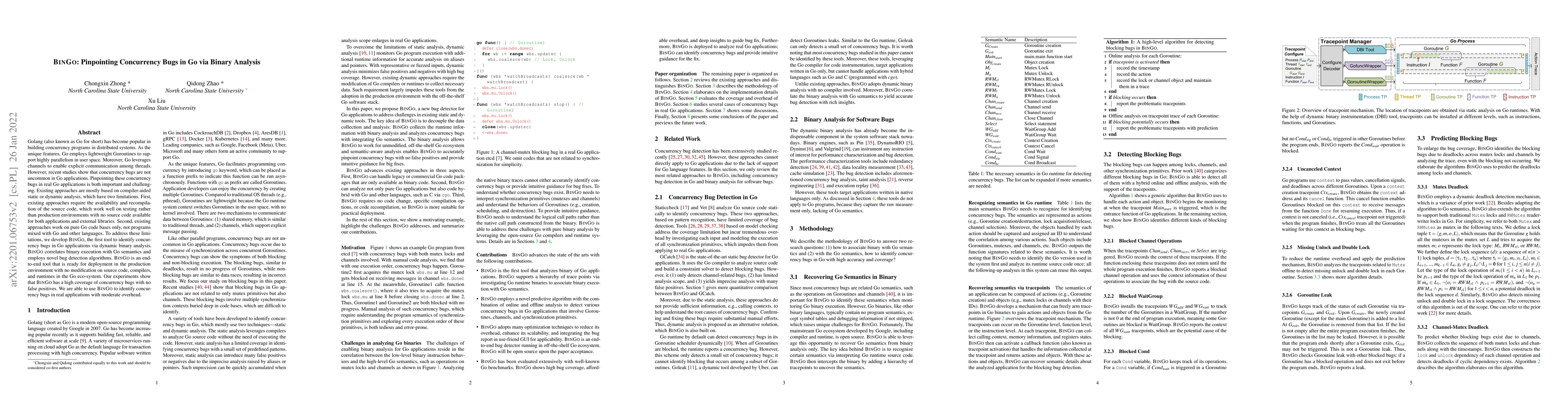 Thumbnail for BinGo: Pinpointing Concurrency Bugs in Go via Binary Analysis