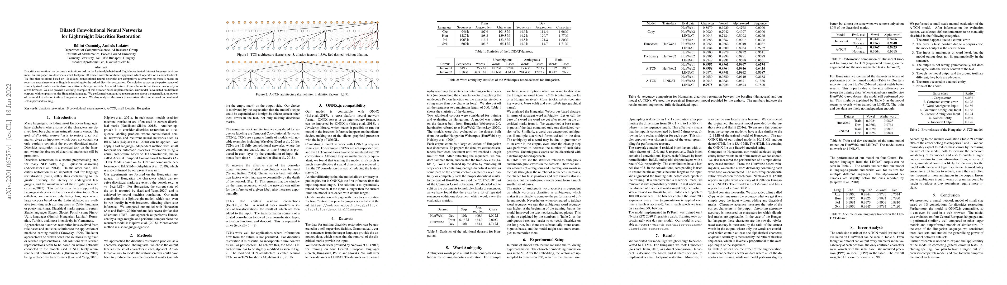 Thumbnail for Dilated Convolutional Neural Networks for Lightweight Diacritics
  Restoration