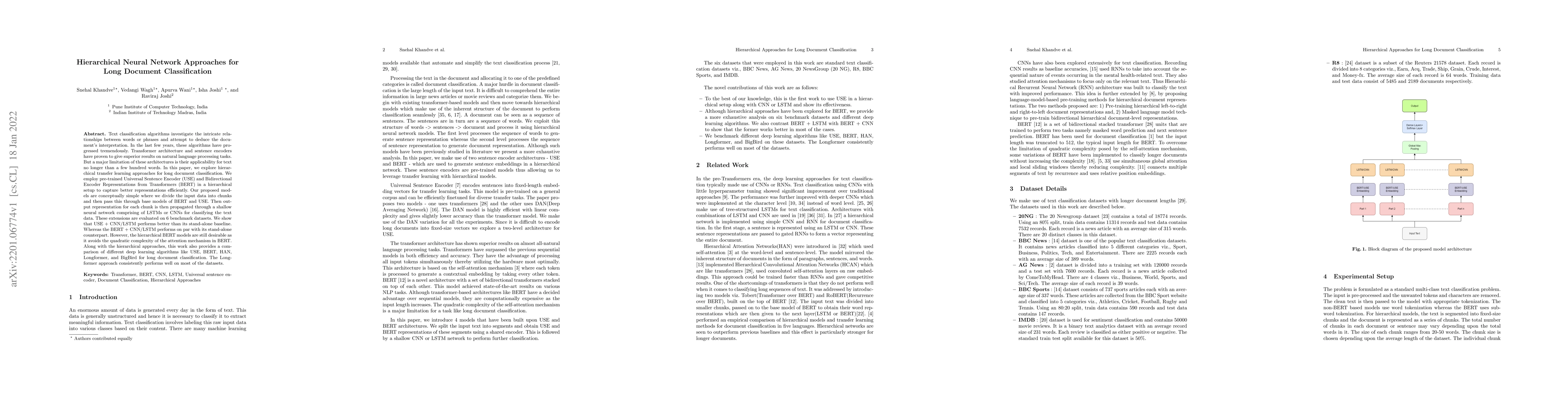 Thumbnail for Hierarchical Neural Network Approaches for Long Document Classification