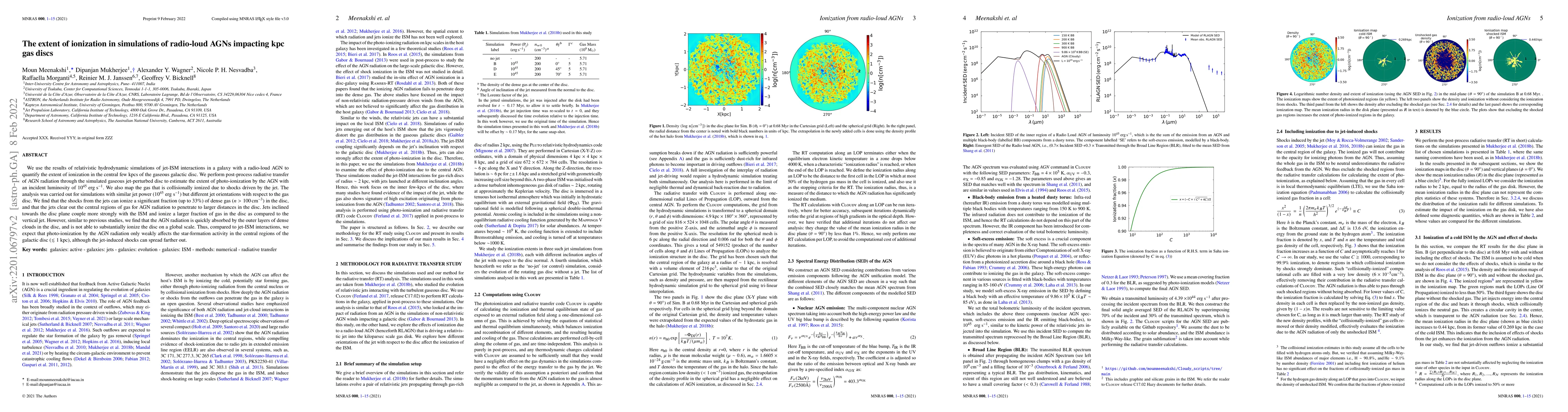 Thumbnail for The extent of ionization in simulations of radio-loud AGNs impacting kpc
  gas discs