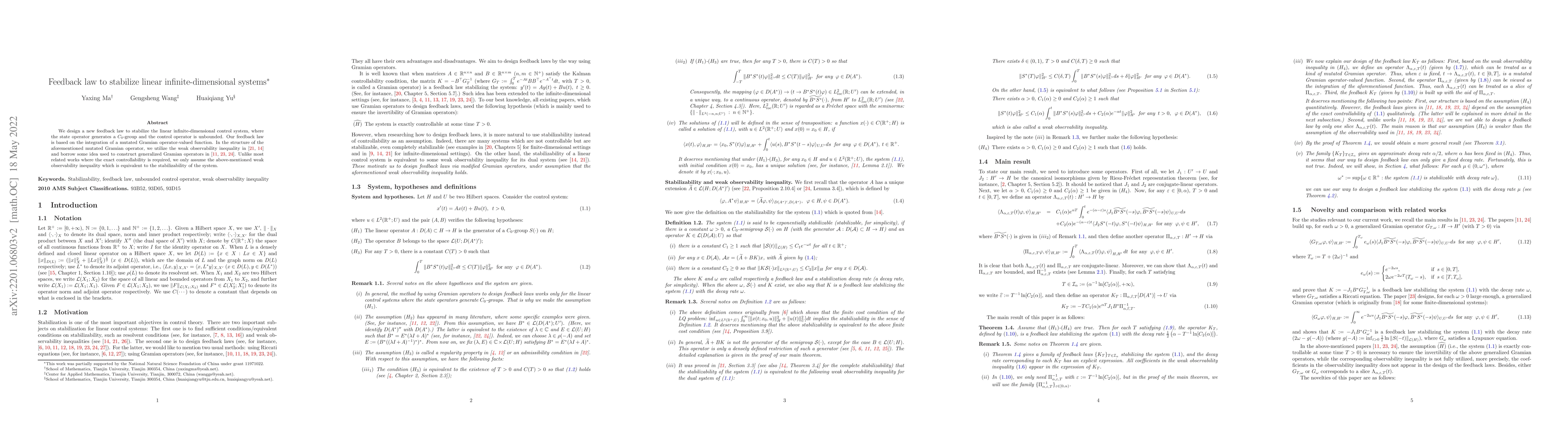 Thumbnail for Feedback law to stabilize linear infinite-dimensional systems