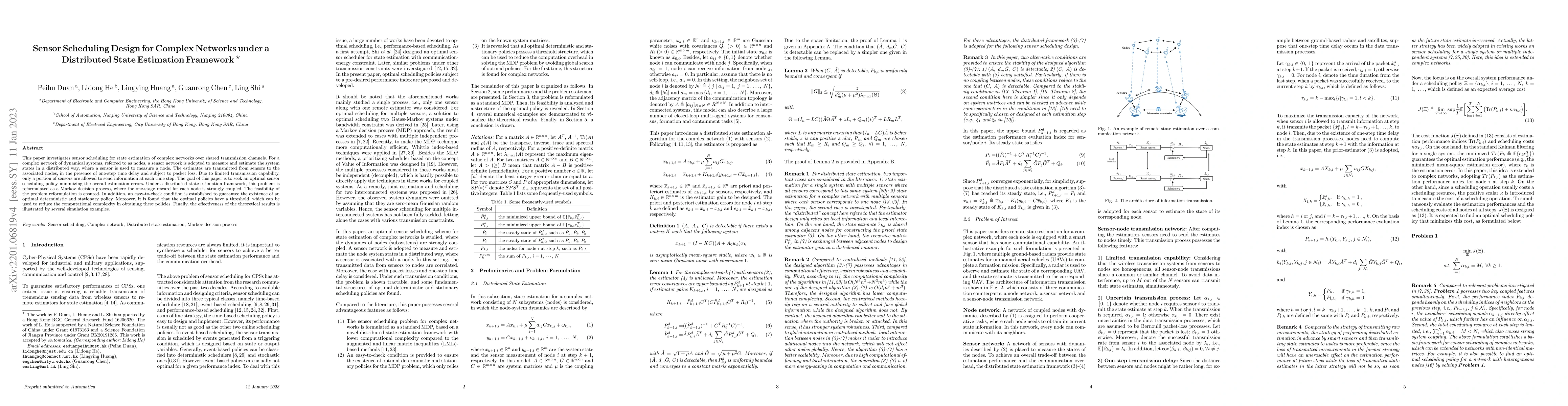 Thumbnail for Sensor Scheduling Design for Complex Networks under a Distributed State
  Estimation Framework