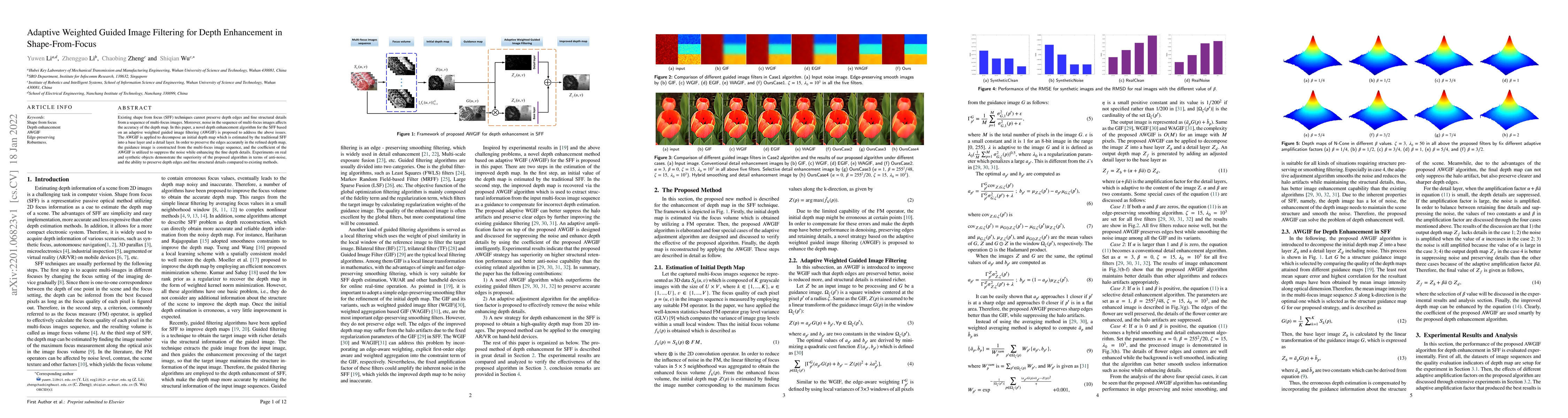Thumbnail for Adaptive Weighted Guided Image Filtering for Depth Enhancement in
  Shape-From-Focus