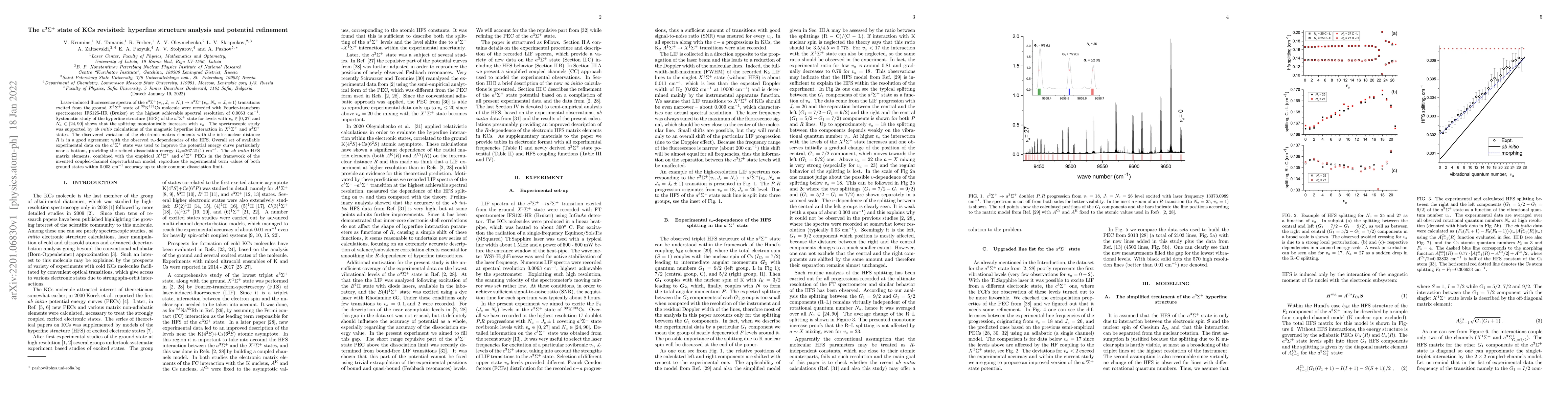 Thumbnail for The $a^3\Sigma^+$ state of KCs revisited: hyperfine structure analysis
  and potential refinement