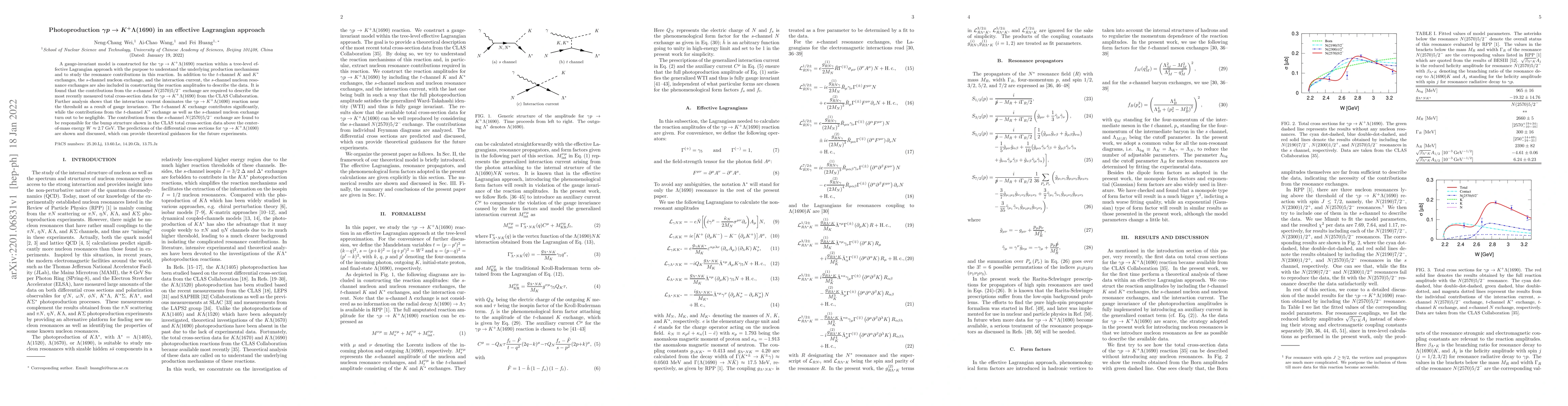 Thumbnail for Photoproduction $\gamma p \to K^+\Lambda(1690)$ in an effective
  Lagrangian approach