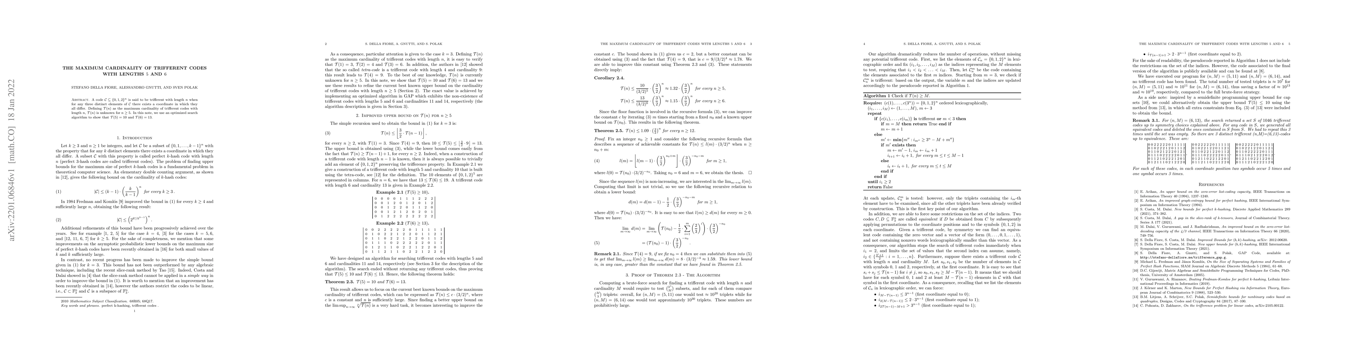 Thumbnail for The maximum cardinality of trifferent codes with lengths 5 and 6