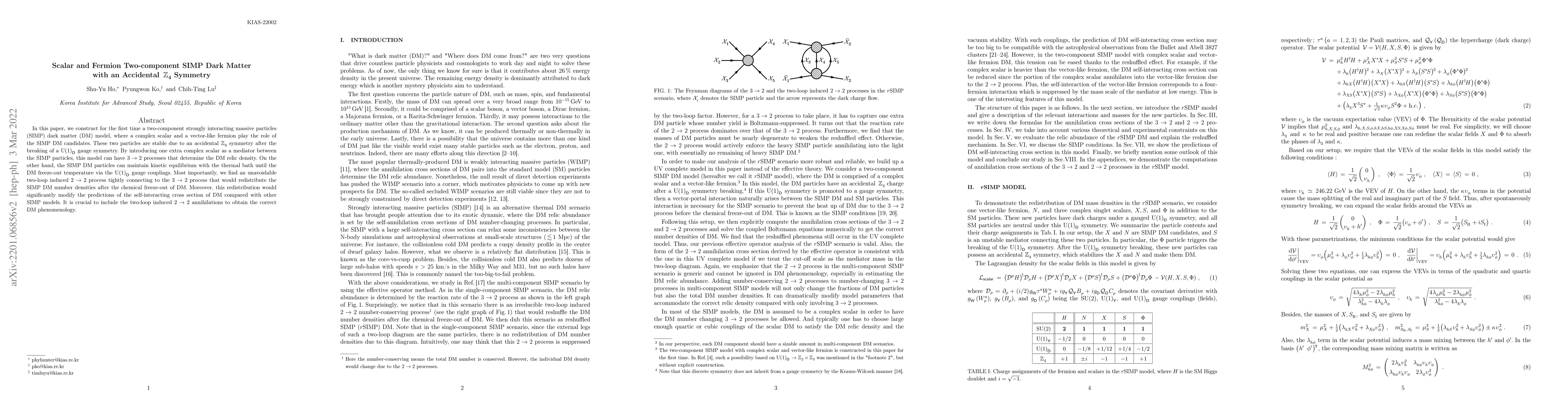 Thumbnail for Scalar and Fermion Two-component SIMP Dark Matter with an Accidental
  $\mathbb{Z}^{}_4$ Symmetry