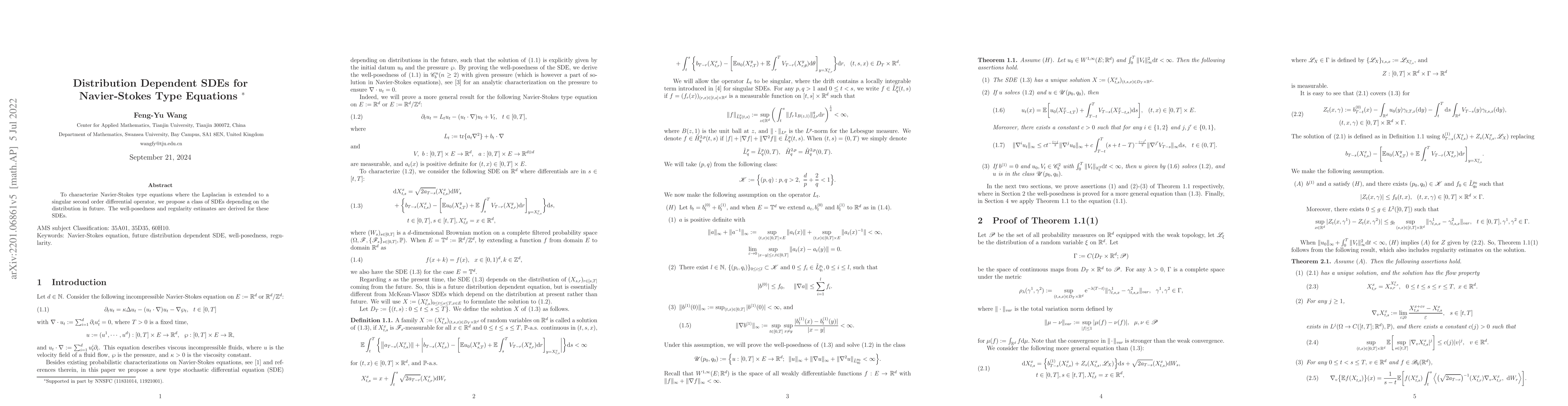 Thumbnail for Distribution Dependent SDEs for Navier-Stokes Type Equations