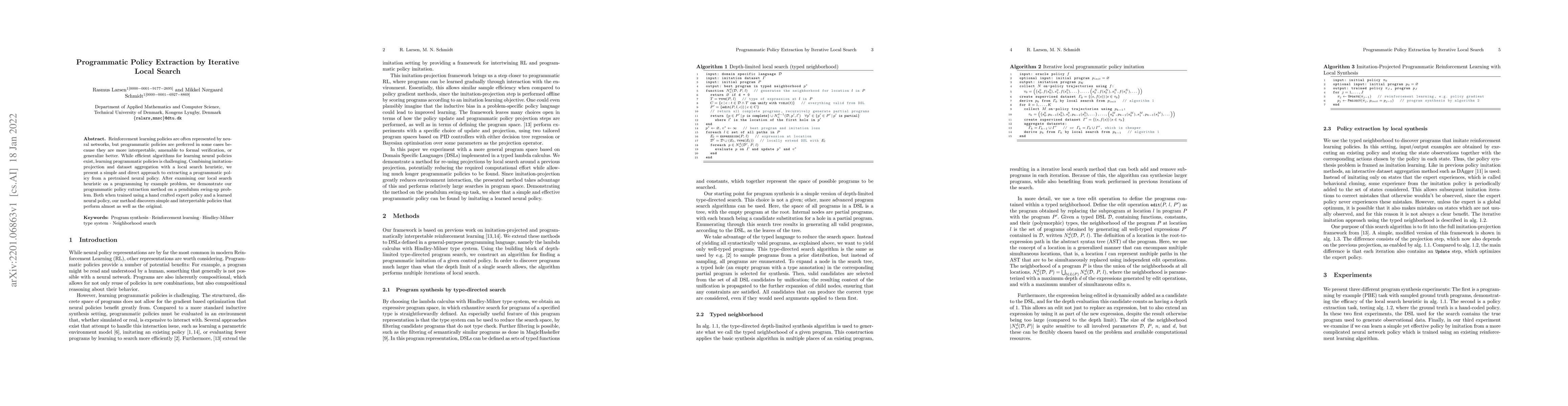 Thumbnail for Programmatic Policy Extraction by Iterative Local Search