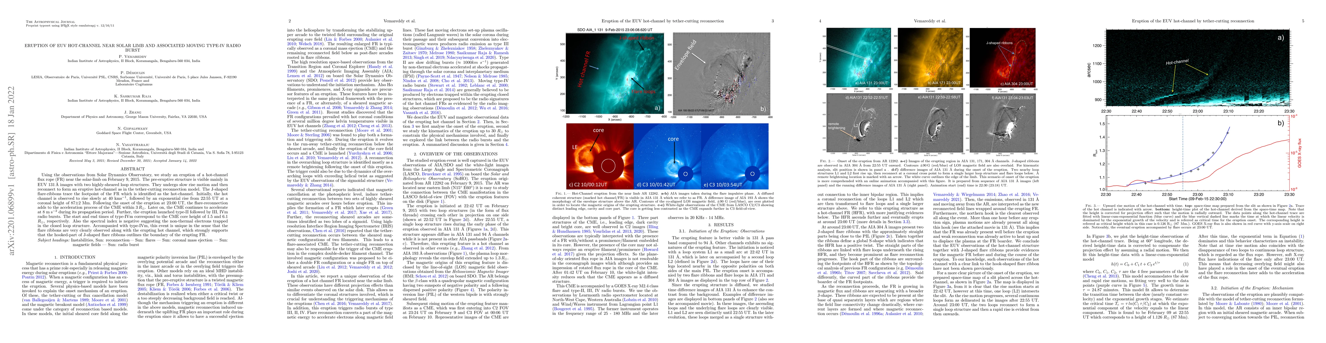 Thumbnail for Eruption of EUV Hot-Channel near Solar Limb and Associated Moving
  Type-IV Radio Burst