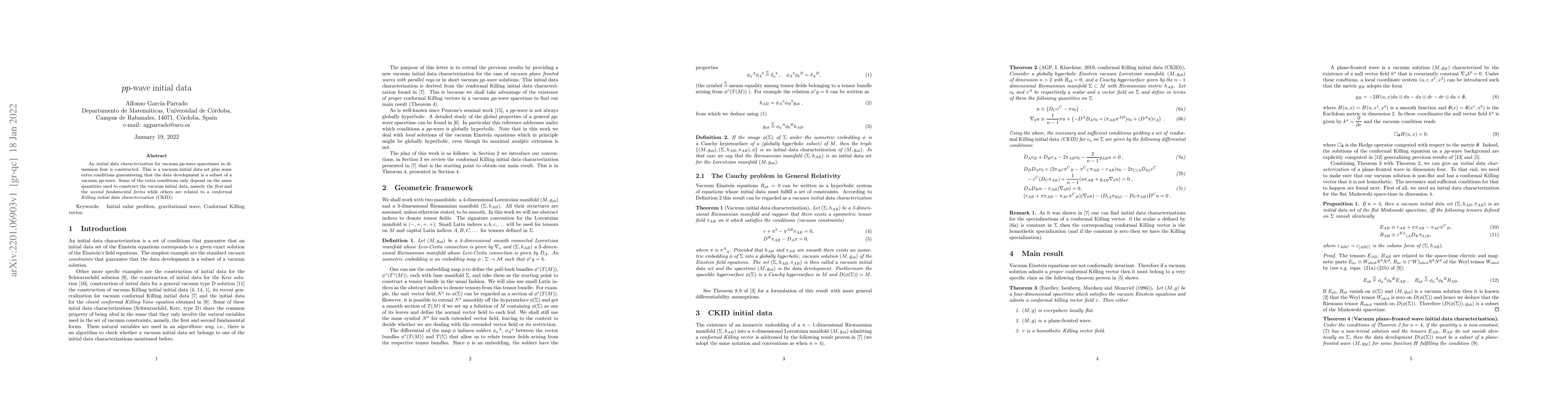 Thumbnail for $pp$-wave initial data