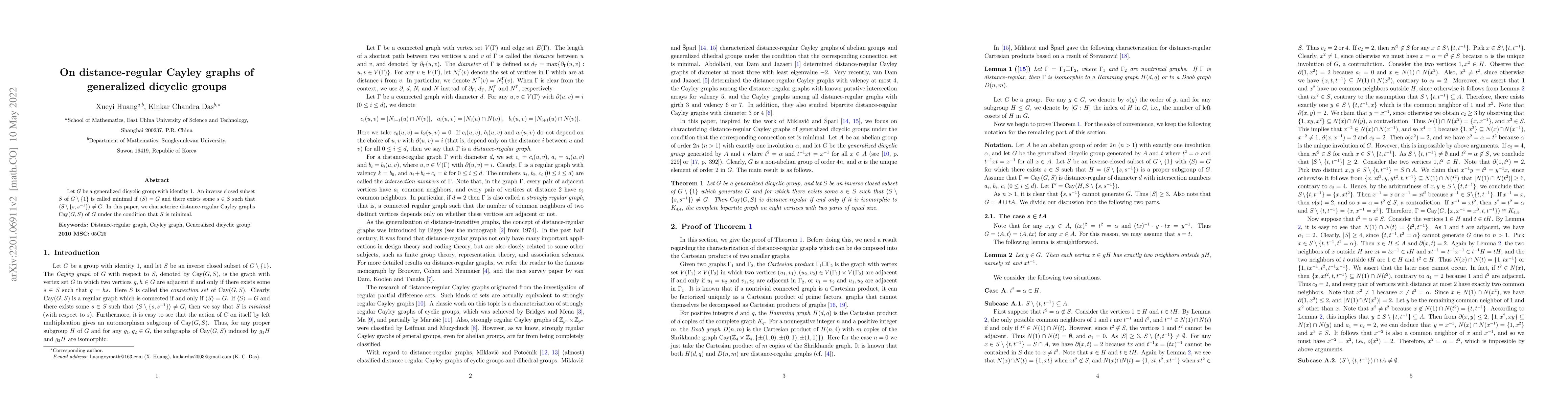 Thumbnail for On distance-regular Cayley graphs of generalized dicyclic groups