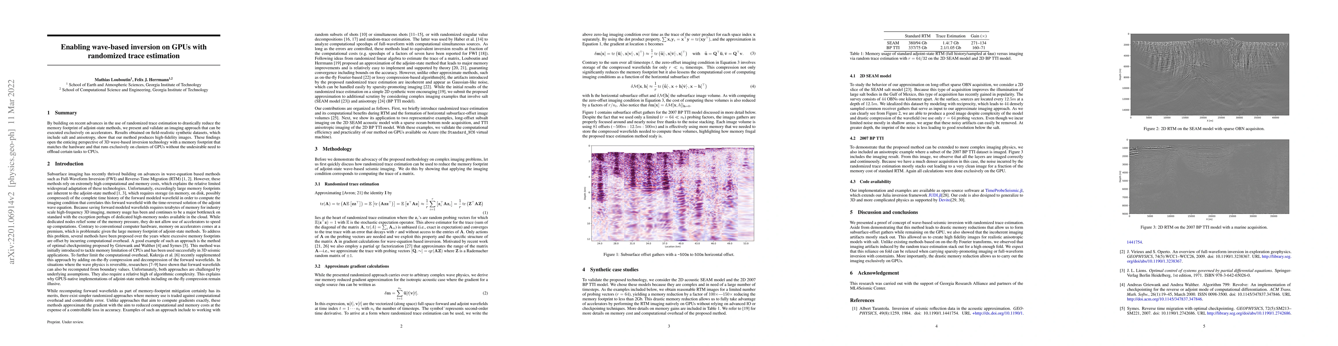 Thumbnail for Enabling wave-based inversion on GPUs with randomized trace estimation