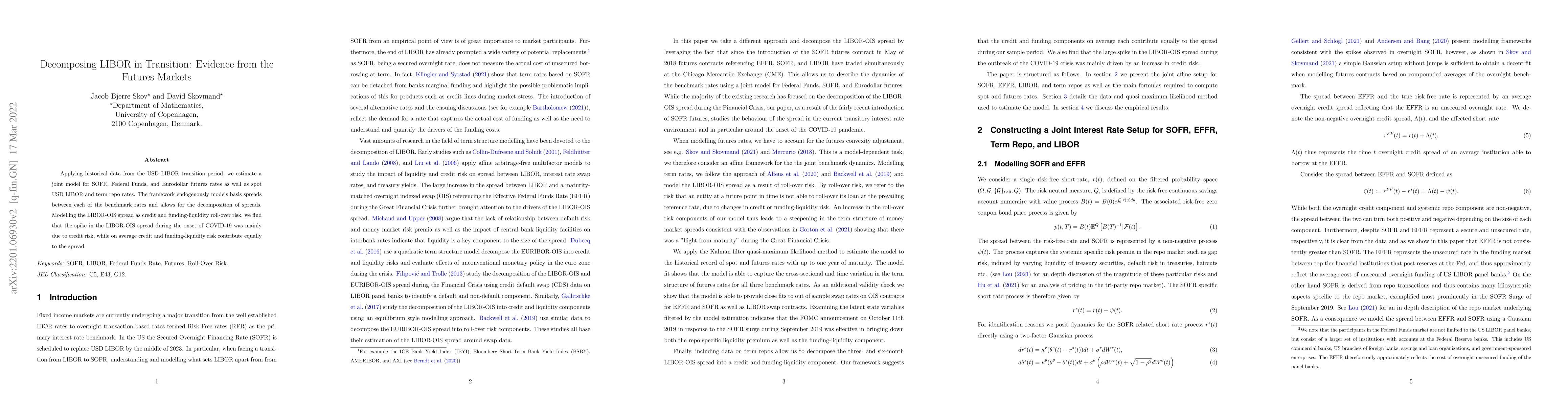 Thumbnail for Decomposing LIBOR in Transition: Evidence from the Futures Markets