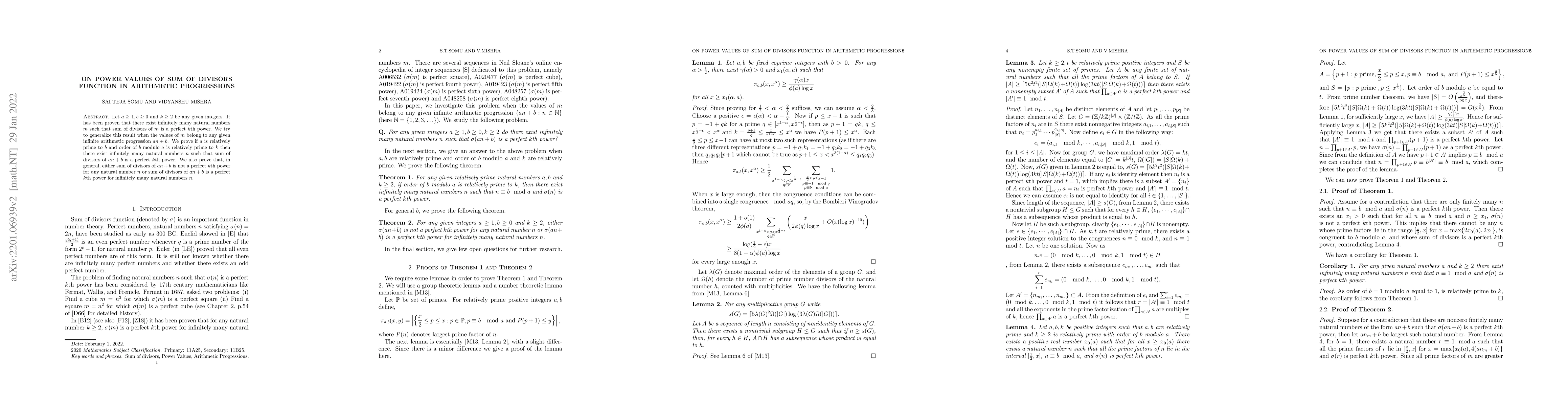 Thumbnail for On Power Values of Sum of Divisors function in Arithmetic Progressions