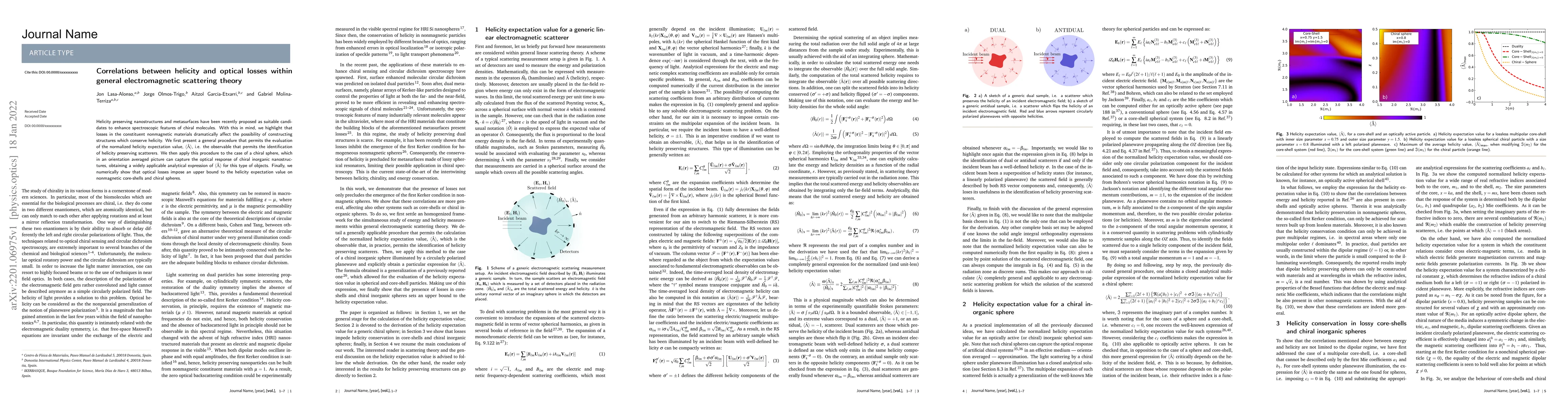 Thumbnail for Correlations between helicity and optical losses within general
  electromagnetic scattering theory