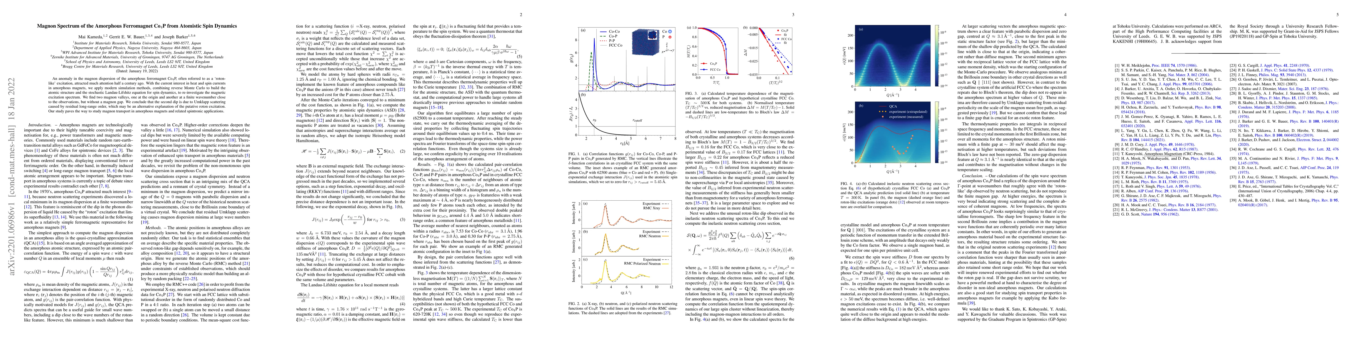 Thumbnail for Magnon Spectrum of the Amorphous Ferromagnet Co$_4$P from Atomistic Spin
  Dynamics