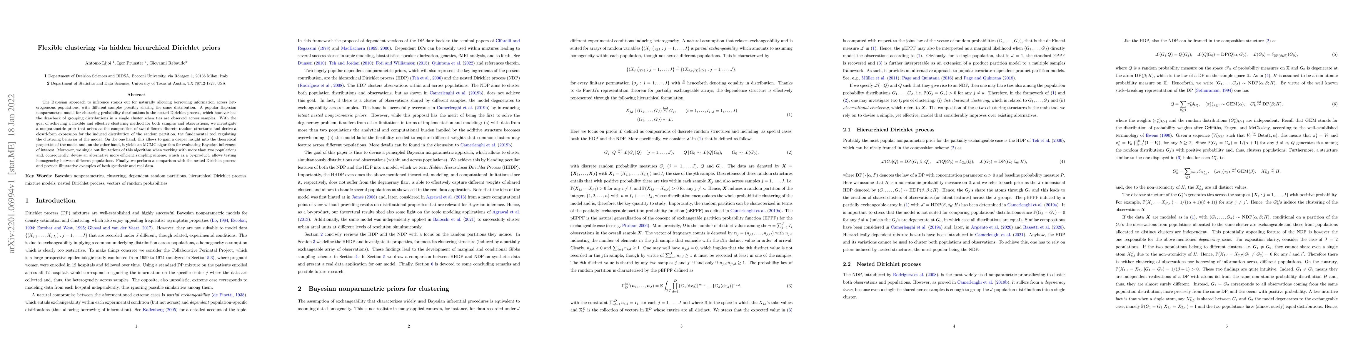 Thumbnail for Flexible clustering via hidden hierarchical Dirichlet priors