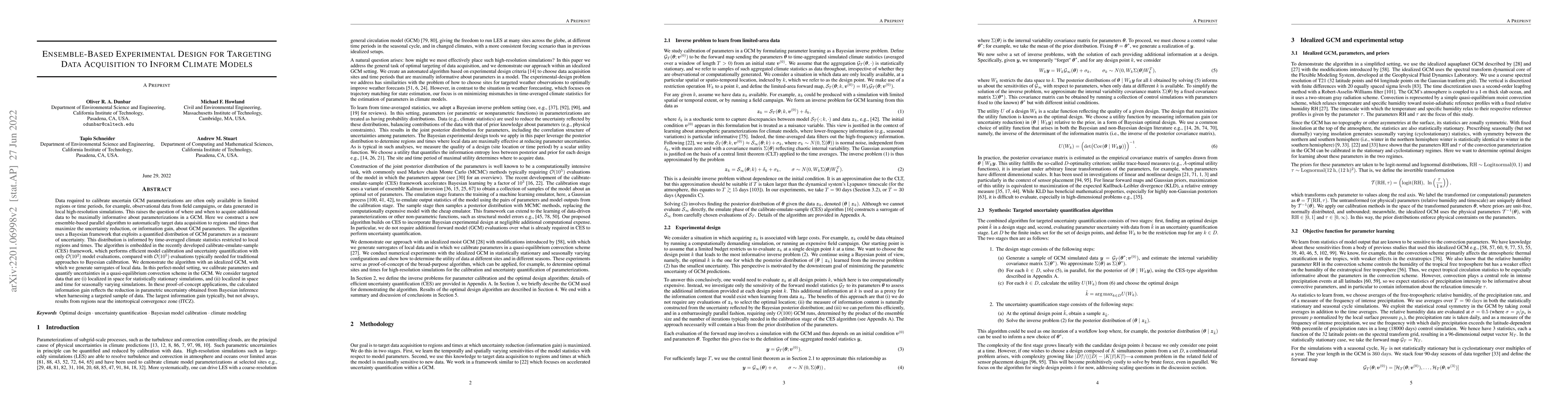 Thumbnail for Ensemble-Based Experimental Design for Targeting Data Acquisition to
  Inform Climate Models