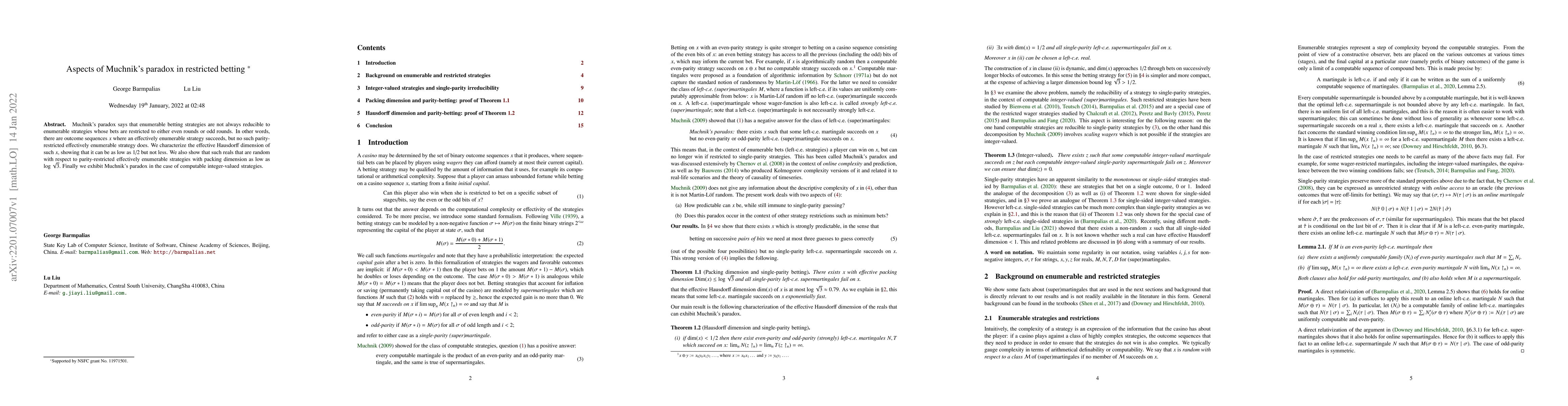 Thumbnail for Aspects of Muchnik's paradox in restricted betting