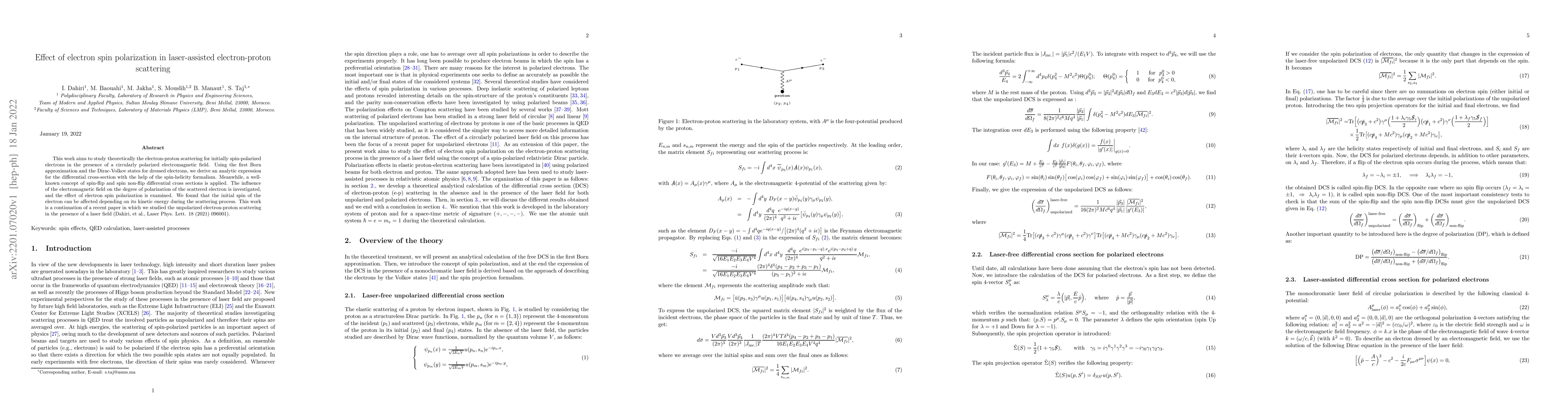 Thumbnail for Effect of electron spin polarization in laser-assisted electron-proton
  scattering
