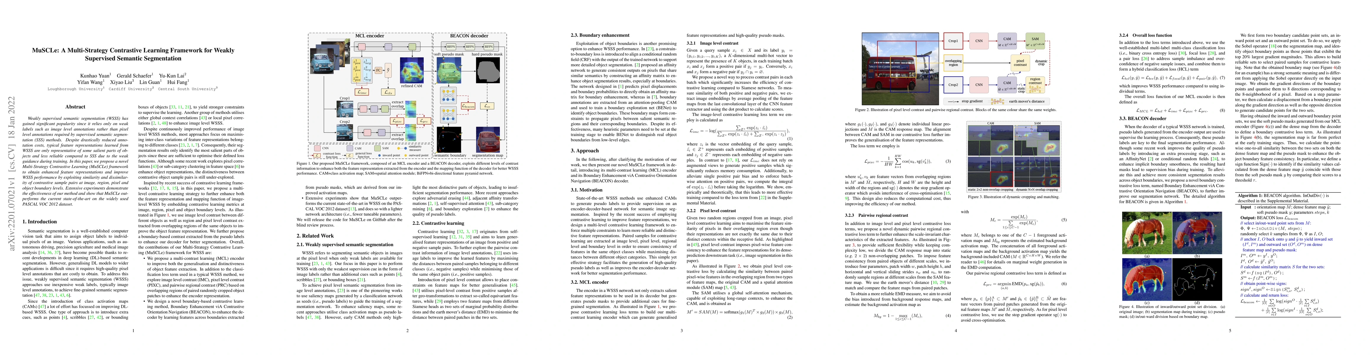 Thumbnail for MuSCLe: A Multi-Strategy Contrastive Learning Framework for Weakly
  Supervised Semantic Segmentation