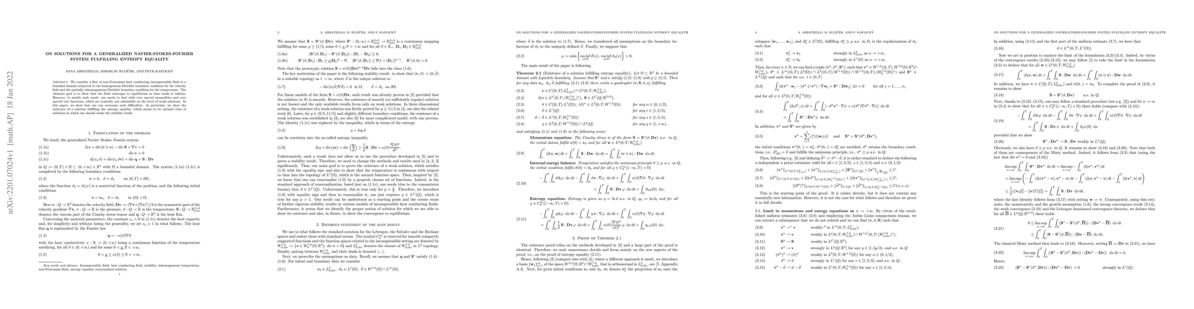 Thumbnail for On solutions for a generalized Navier-Stokes-Fourier system fulfilling
  entropy equality