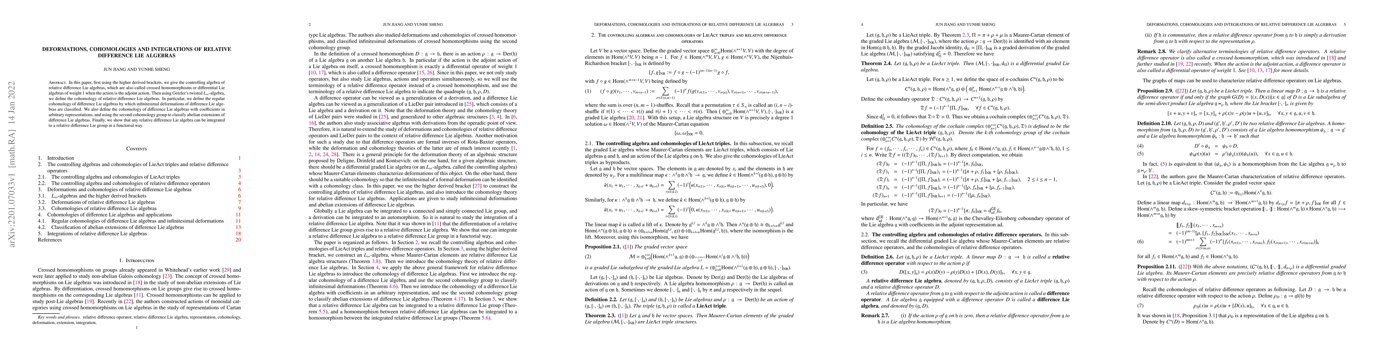 Thumbnail for Deformations, cohomologies and integrations of relative difference Lie
  algebras