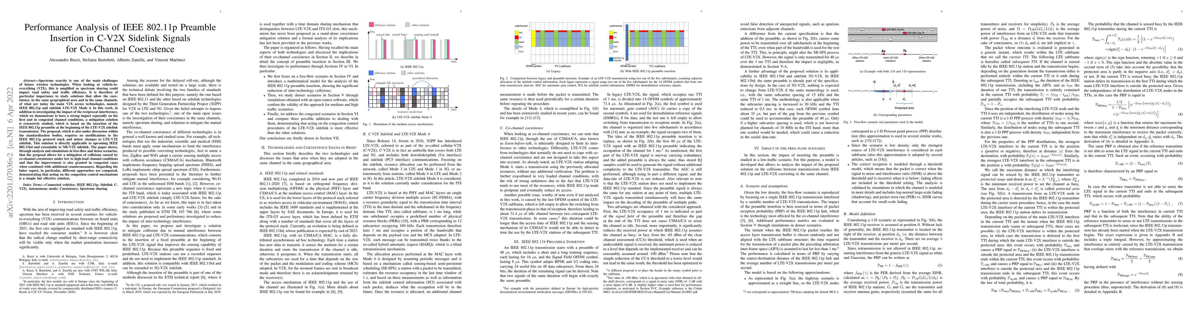 Thumbnail for Performance Analysis of IEEE 802.11p Preamble Insertion in C-V2X
  Sidelink Signals for Co-Channel Coexistence